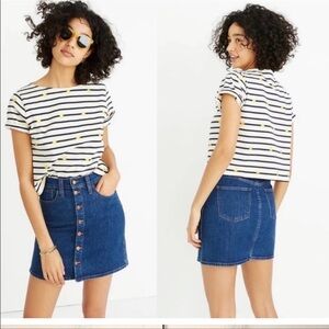 Madewell Button Down Skirt Denim Mini Stretch Straight Size 27